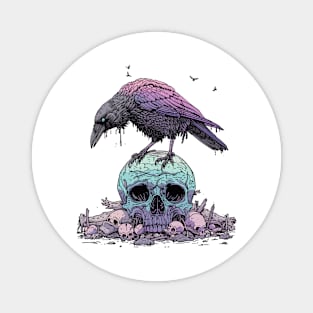 crow and skull Magnet